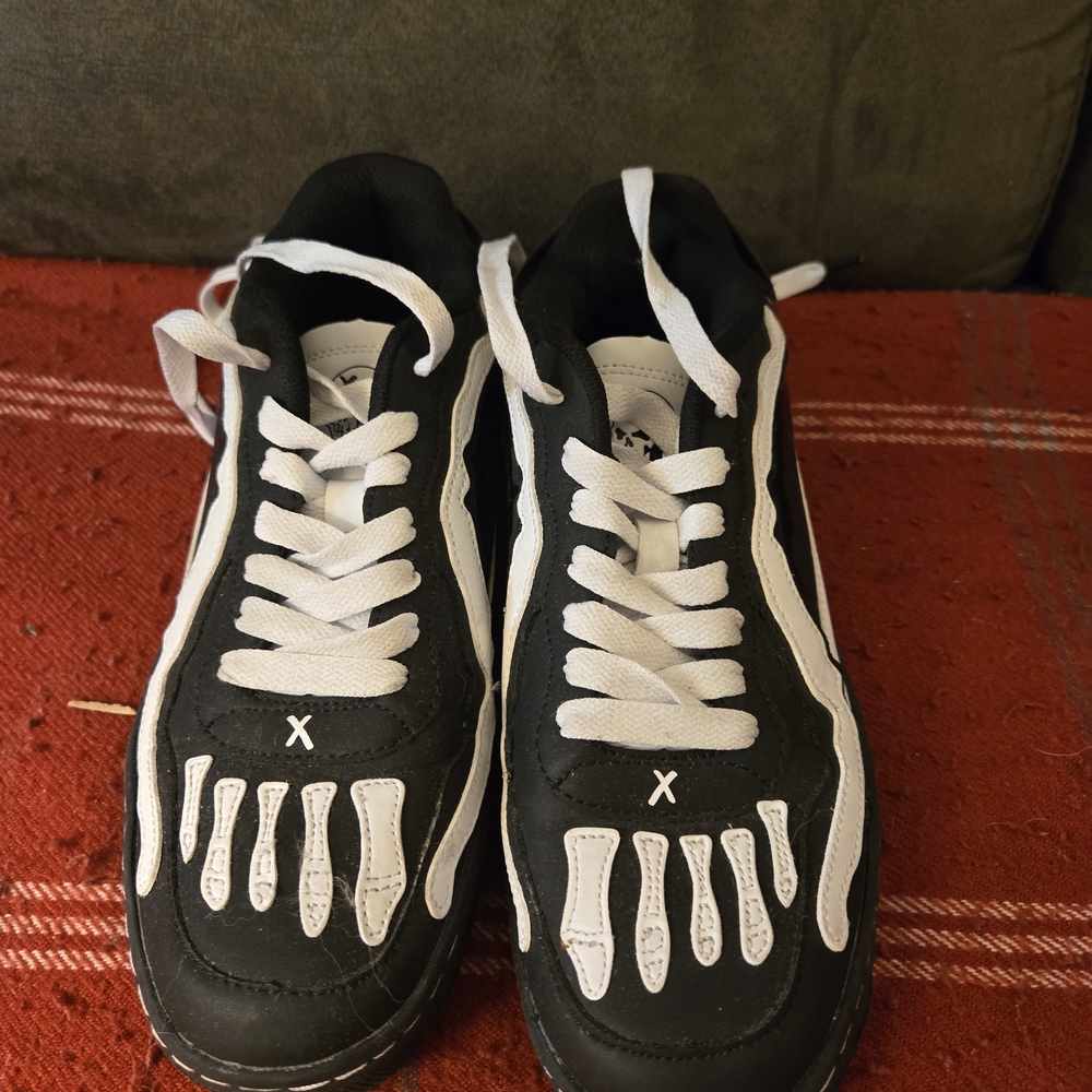 Black and White Skeleton Sneakers